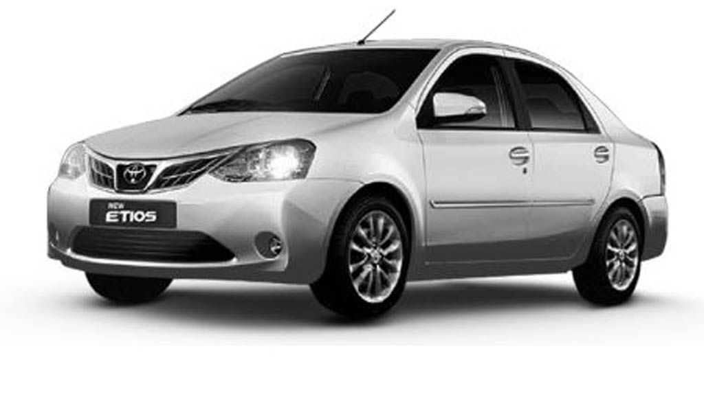 Silver Toyota Etios from Balaji Tours and Travels, offering comfortable and reliable taxi service and car rental in Udaipur, ideal for city tours and outstation trips